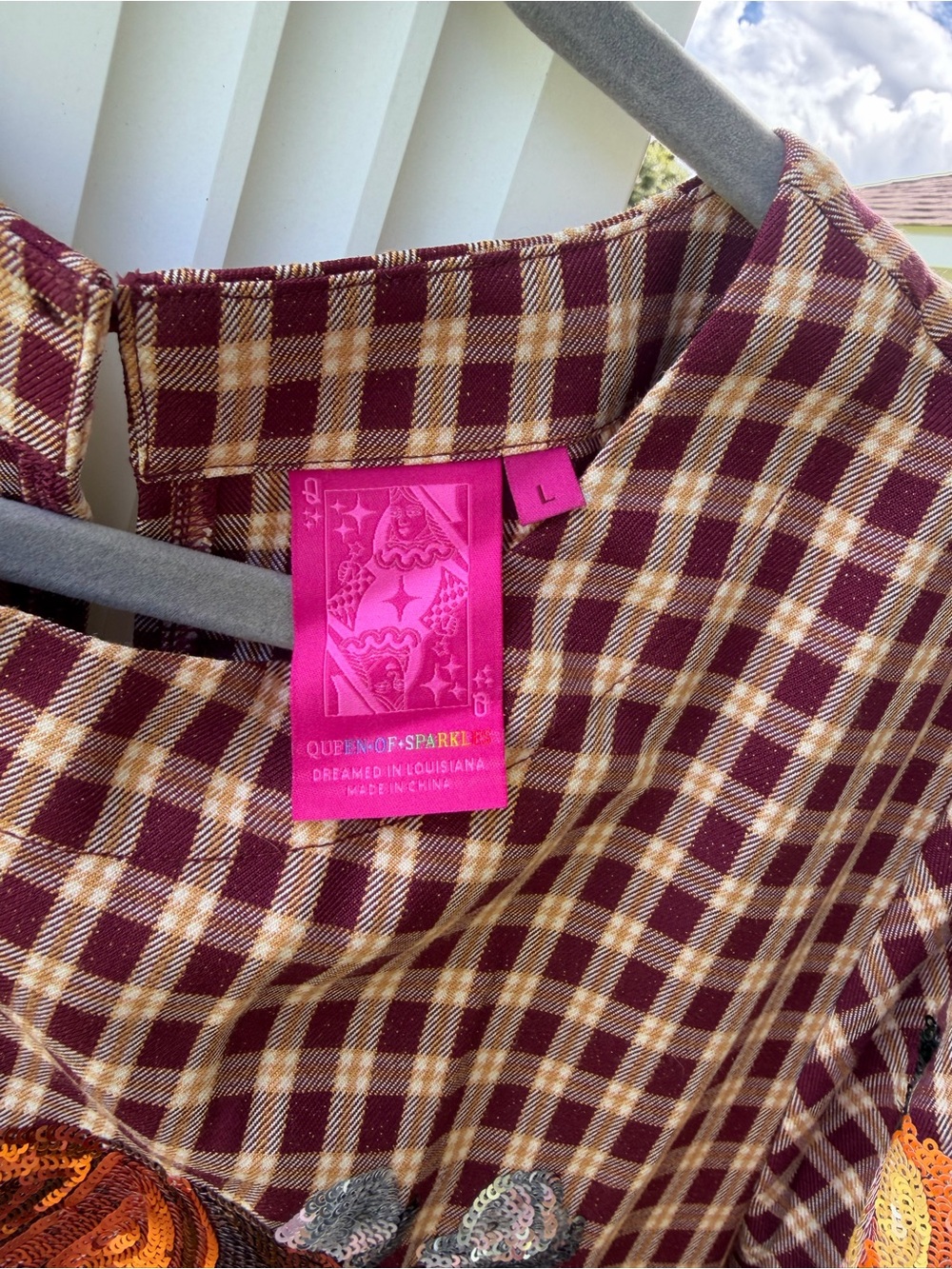 QUEEN OF SPARKLES Burgundy Plaid Tunic Dress - Picture 2 of 3